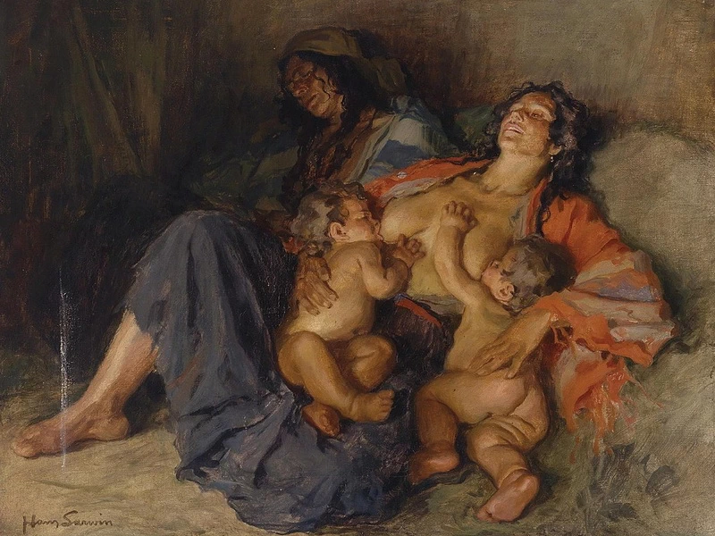 1873 - Hans Larwin - Donne zingare con i loro due figli